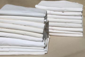 catalog photo of 18 plain white cotton bed sheets, vintage bedding, bed linens lot