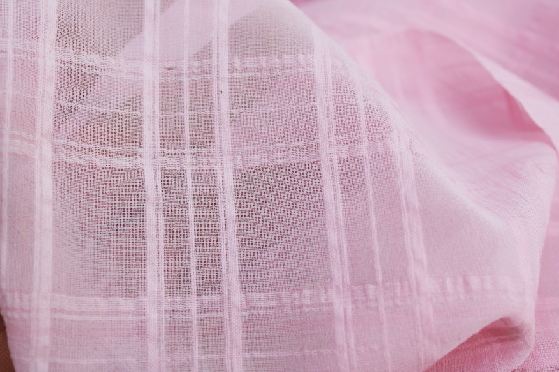 photo of 18 yards 54 wide soft girly pink flowy poly fabric semi sheer w/ windowpane weave pattern #2