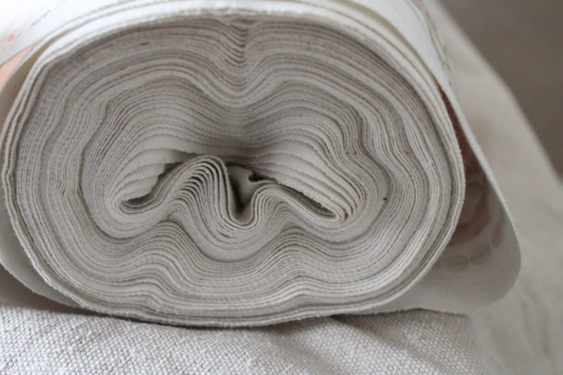 photo of 18 yards heavy cotton decor fabric for curtains upholstery 80s vintage pink floral stripe, romantic cottagecore aesthetic #5