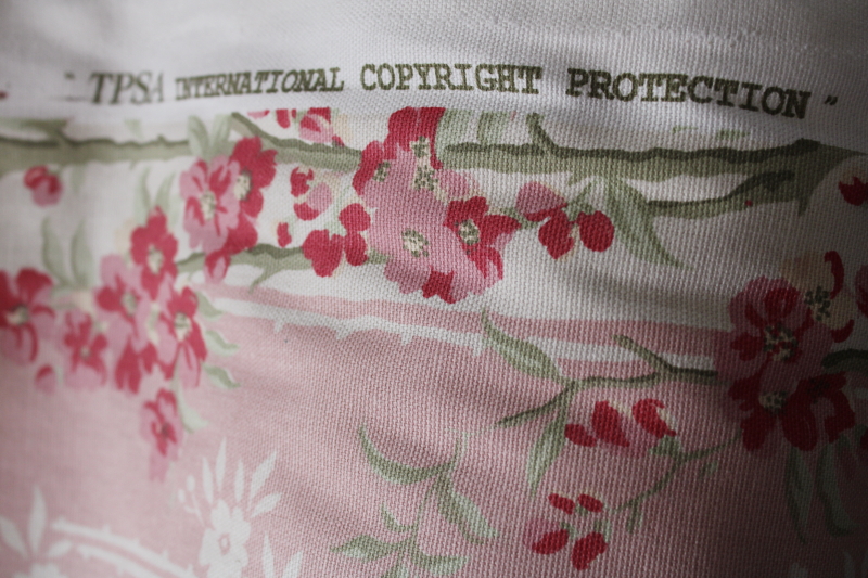 photo of 18 yards heavy cotton decor fabric for curtains upholstery 80s vintage pink floral stripe, romantic cottagecore aesthetic #7