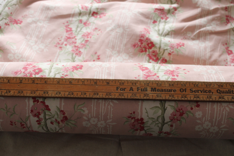 photo of 18 yards heavy cotton decor fabric for curtains upholstery 80s vintage pink floral stripe, romantic cottagecore aesthetic #14