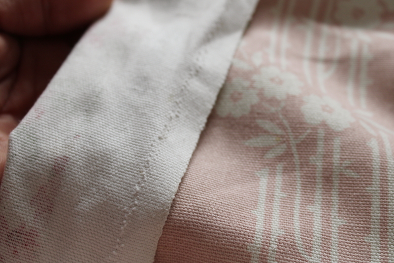 photo of 18 yards heavy cotton decor fabric for curtains upholstery 80s vintage pink floral stripe, romantic cottagecore aesthetic #17