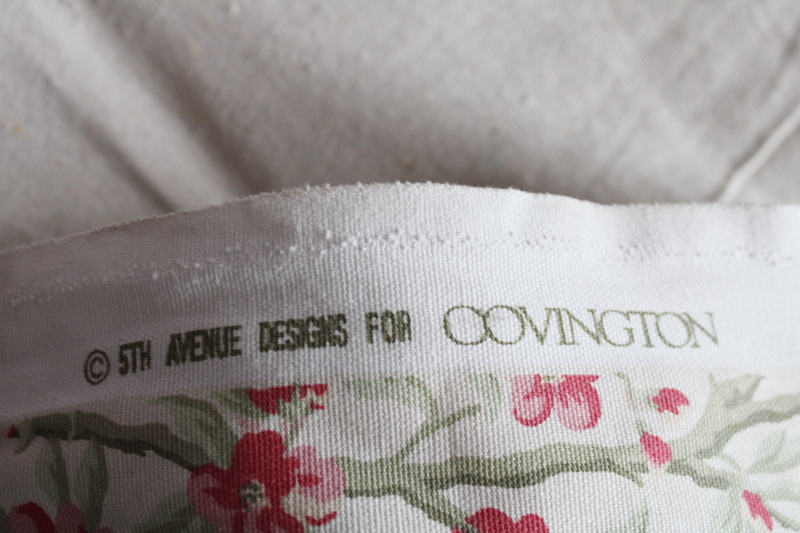 photo of 18 yards heavy cotton decor fabric for curtains upholstery 80s vintage pink floral stripe, romantic cottagecore aesthetic #18
