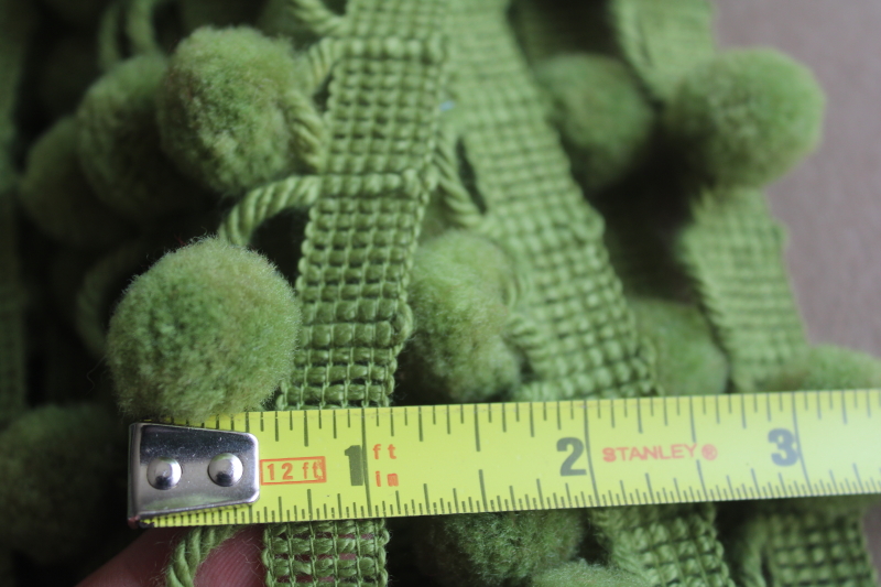 photo of 18 yards vintage ball fringe, retro avocado green pompom tassels trim  #2