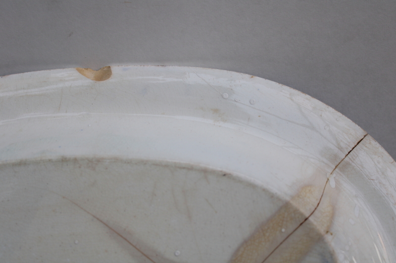 photo of 1800s antique Wedgwood blue Willow pattern platter or meat tray, large deep shape Victorian vintage #10