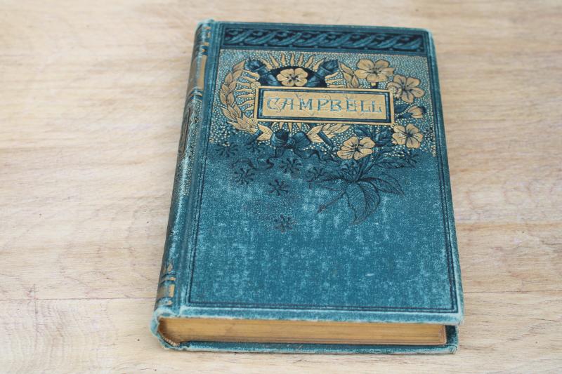 photo of 1800s antique art binding book CAMPBELL embossed gold cover poetry of Thomas Campbell #1