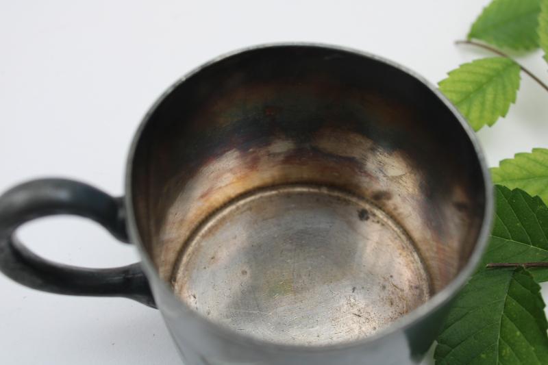 photo of 1800s antique baby mug, bright cut silver plate Victorian vintage child's cup #5