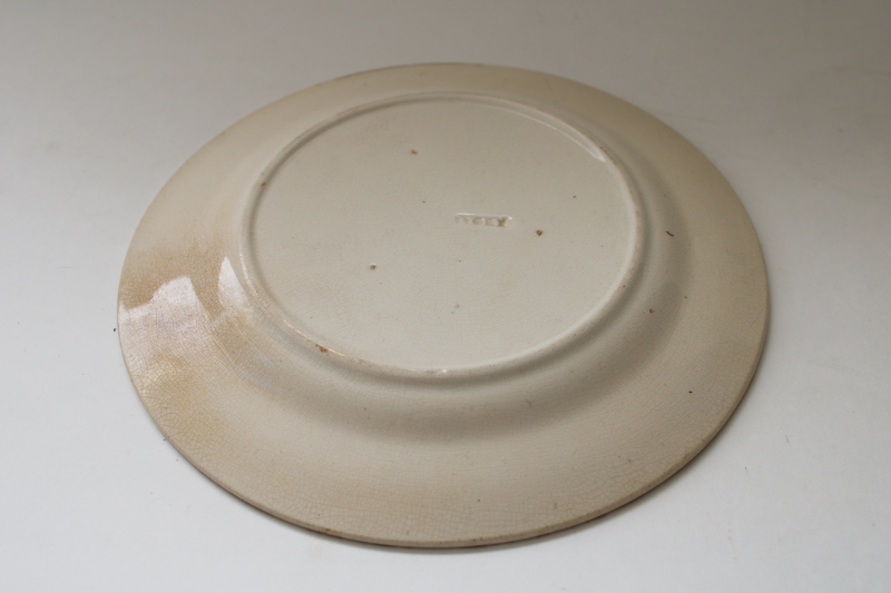 photo of 1800s antique brown calico china plate, Burleigh or Burgess & Leigh Felicity pattern  #5