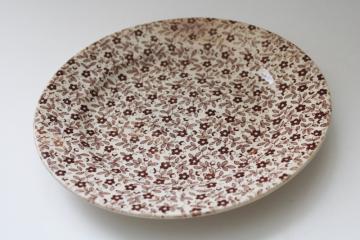 catalog photo of 1800s antique brown calico china plate, Burleigh or Burgess & Leigh Felicity pattern 