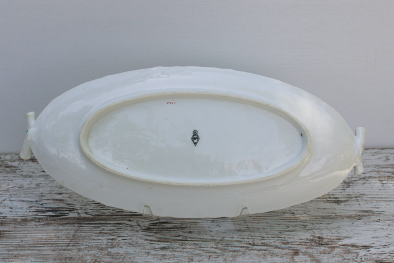 photo of 1800s antique ironstone bowl, white china w/ embossed blackberries hand painted to look like majolica  #6