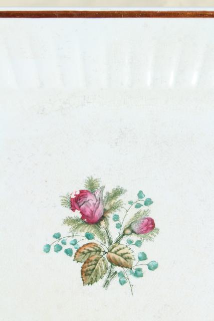 photo of 1800s antique ironstone platter or serving tray, moss rose china w/ copper luster #3