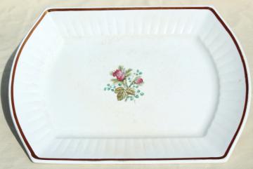 catalog photo of 1800s antique ironstone platter or serving tray, moss rose china w/ copper luster