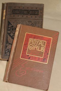 catalog photo of 1800s antique lives of royal women, queens & princesses, suffragette vintage women's studies