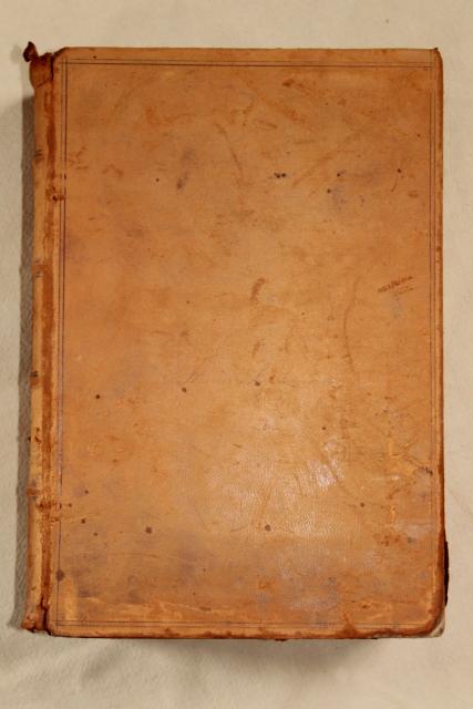 photo of 1800s vintage leather bound book, shabby worn old antique library photo prop #3