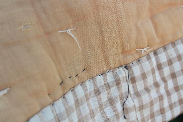 photo of 1800s vintage primitive antique tied quilts home dyed cotton & civil war era calico print #6