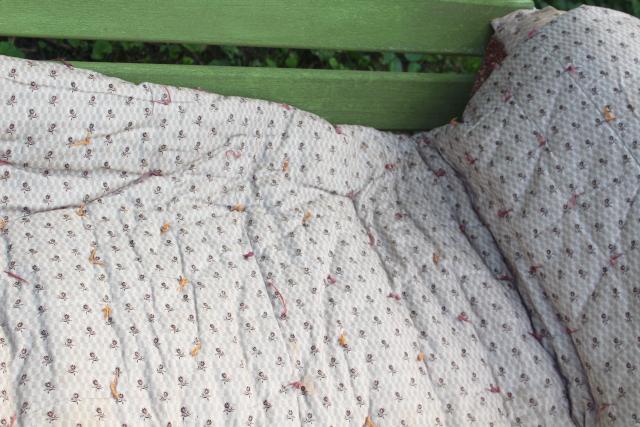 photo of 1800s vintage primitive antique tied quilts home dyed cotton & civil war era calico print #18