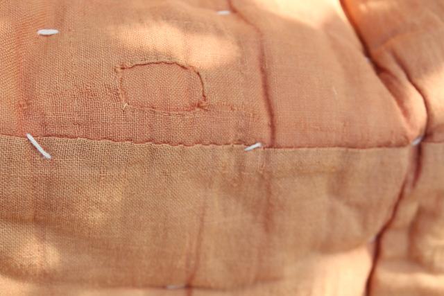 photo of 1800s vintage primitive antique tied quilts home dyed cotton & civil war era calico print #28