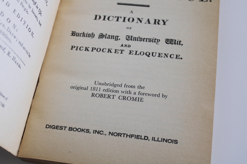 photo of 1811 Dictionary of the Vulgar Tongue book, colonial era slang fun for historical reenactors  #5