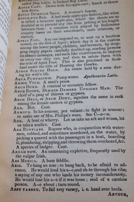 photo of 1811 Dictionary of the Vulgar Tongue book, colonial era slang fun for historical reenactors  #6