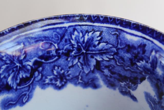 photo of 1840s 1850s antique handleless cups, English flow blue china early Victorian vintage #4