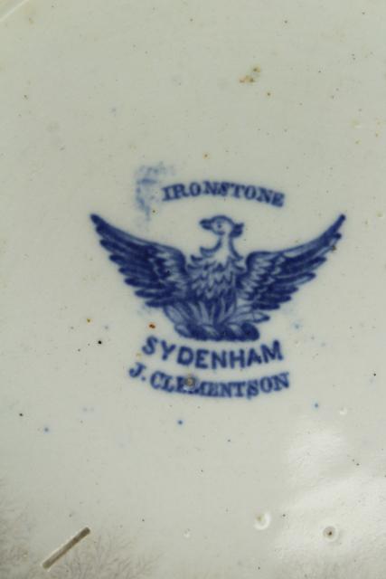 photo of 1850s antique blue & white ironstone octagonal bowl basin, Cupid & Psyche Grecian ruins Clementson Sydenham #8