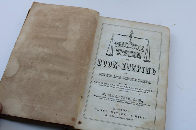 photo of 1850s antique book business bookkeeping ledger accounting course study textbook #4