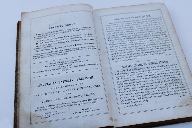 photo of 1850s antique book business bookkeeping ledger accounting course study textbook #5