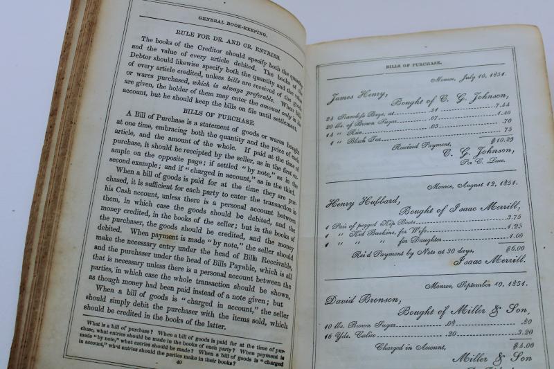 photo of 1850s antique book business bookkeeping ledger accounting course study textbook #7