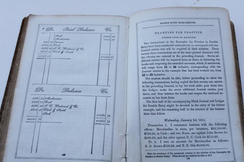 photo of 1850s antique book business bookkeeping ledger accounting course study textbook #9