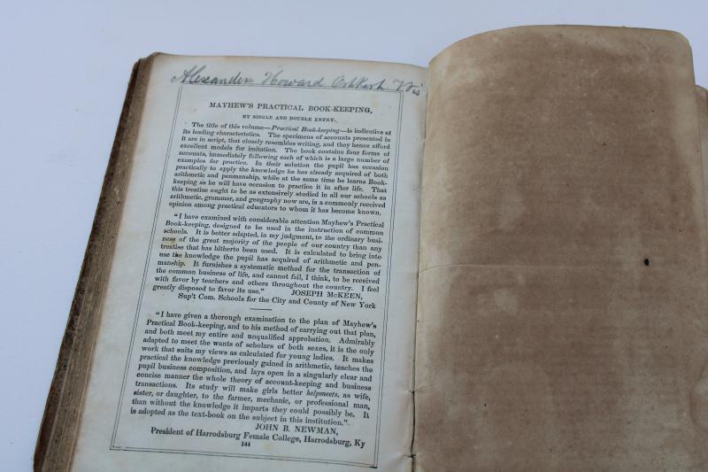 photo of 1850s antique book business bookkeeping ledger accounting course study textbook #10