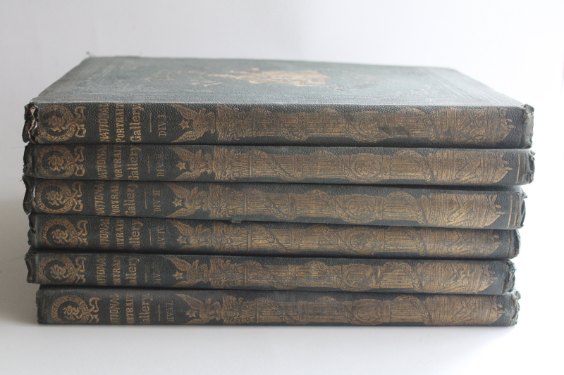 photo of 1860s Eminent Americans w/ portraits, six large volumes complete set Victorian antique books  #1