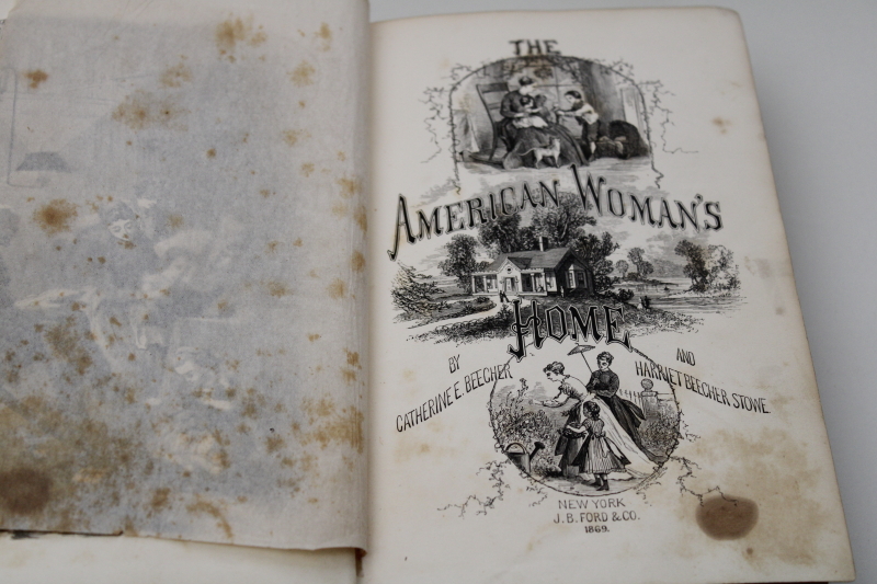 photo of 1860s book American Womans Home Harriet Beecher Stowe Domestic science home economics Victorian housekeeping #11