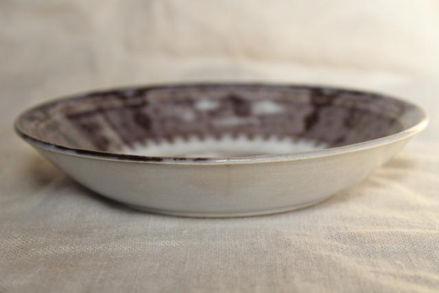 photo of 1860s flow black mulberry transferware saucer plate, Vincennes Alcock - England #2