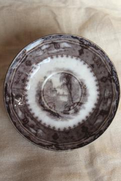 catalog photo of 1860s flow black mulberry transferware saucer plate, Vincennes Alcock - England