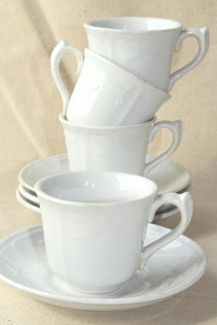 photo of 1860s vintage antique white ironstone china embossed prairie wheat English tea or coffee cups #1