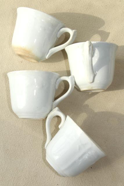 photo of 1860s vintage antique white ironstone china embossed prairie wheat English tea or coffee cups #2