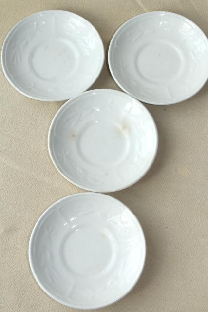 photo of 1860s vintage antique white ironstone china embossed prairie wheat English tea or coffee cups #8