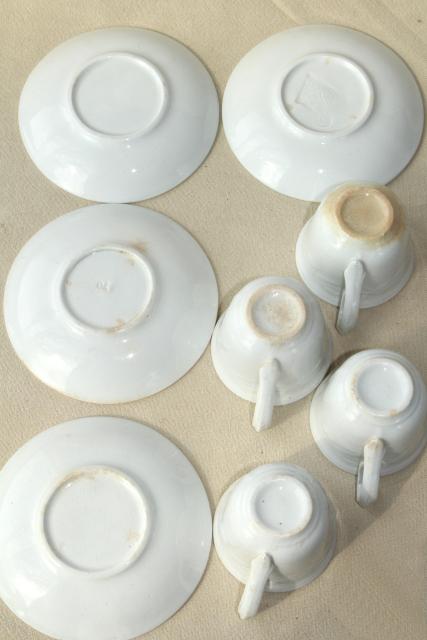 photo of 1860s vintage antique white ironstone china embossed prairie wheat English tea or coffee cups #9