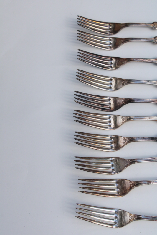 photo of 1870s antique Rogers & Smith silver plated dinner forks aesthetic period Persian pattern #5