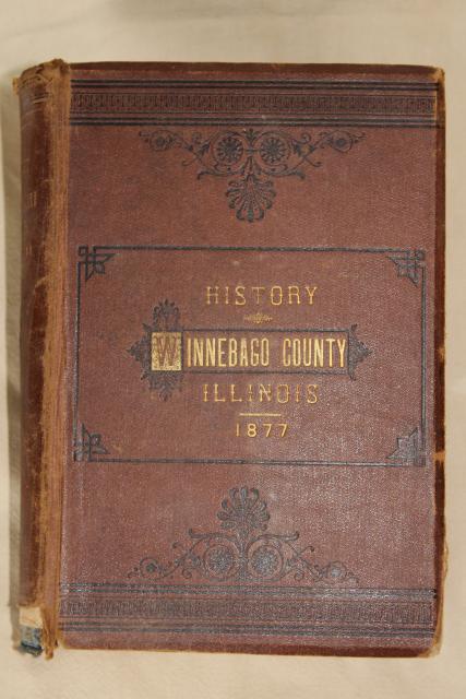 photo of 1870s antique book history genealogy maps Winnebago County Illinois, Rockford area #1