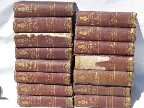 photo of 1870s antique illustrated Works of Dickens, 15 volumes, 19th century vintage #1