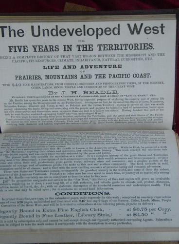 photo of 1870s book salesman's sample western frontier stories, engravings #4