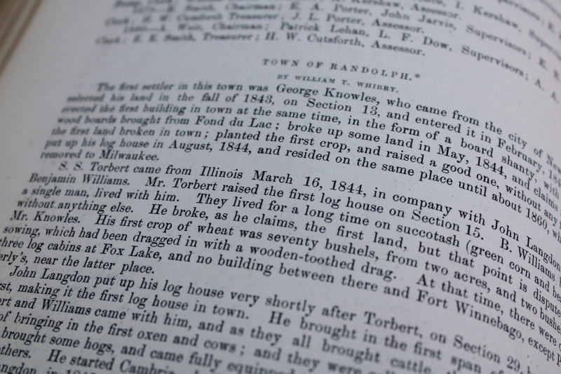 photo of 1880 book History of Columbia County Wisconsin early settlement & local historical people of the area  #5