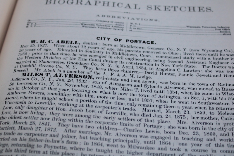 photo of 1880 book History of Columbia County Wisconsin early settlement & local historical people of the area  #6