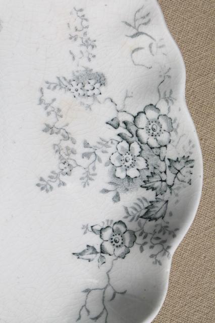 photo of 1880s 1890s antique English Staffordshire transferware china bone dishes or crescent side plates #4