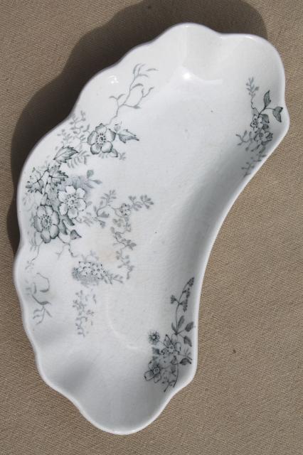 photo of 1880s 1890s antique English Staffordshire transferware china bone dishes or crescent side plates #8