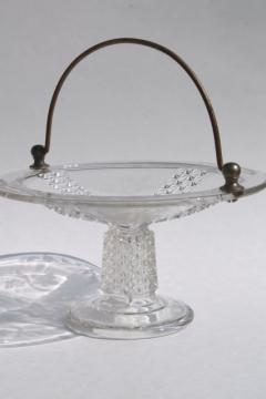 catalog photo of 1880s antique EAPG Ripley's 10 cake basket, serving stand w/ metal bail handle