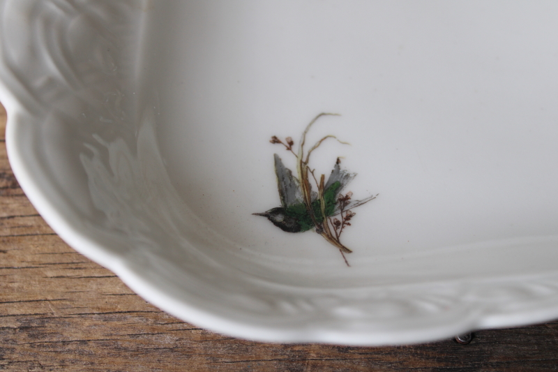 photo of 1880s antique H&Co Haviland Limoges china tray or serving dish Meadow Visitors birds on basketweave #3