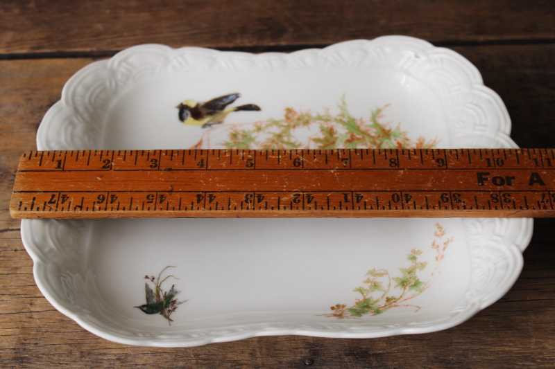 photo of 1880s antique H&Co Haviland Limoges china tray or serving dish Meadow Visitors birds on basketweave #9