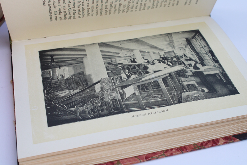 photo of 1880s antique books The Great Republic complete set red marbled covers leather bound 4 volumes  #2